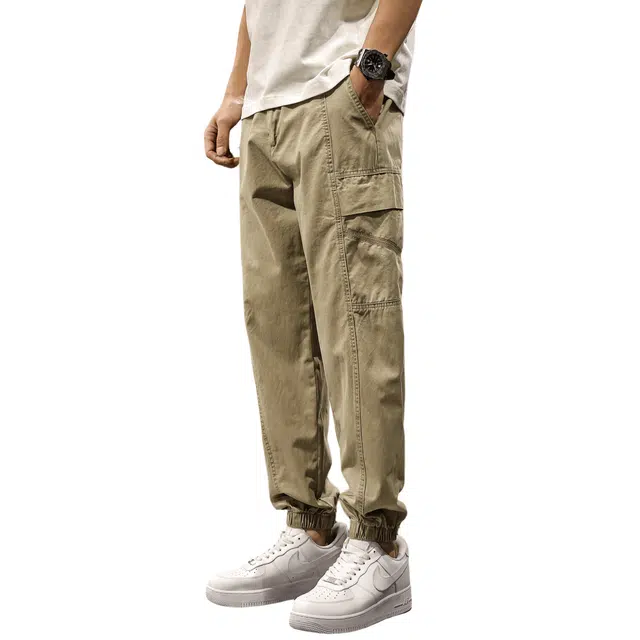 路杰邦 基础款工装痞帅户外日常通勤时尚百搭舒适透气美式重磅户外机能伞兵束脚休闲裤 男款