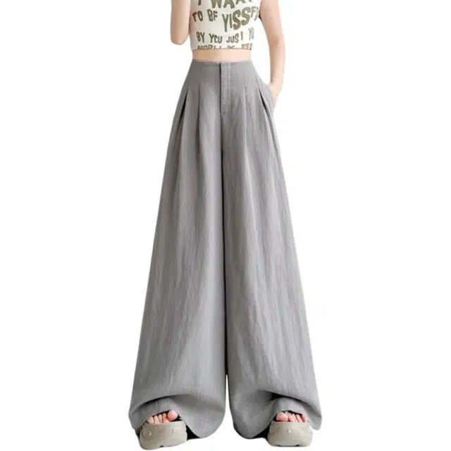 沐晓欣 阔腿裤高腰薄款山本裤拖地裤休闲裤 女款