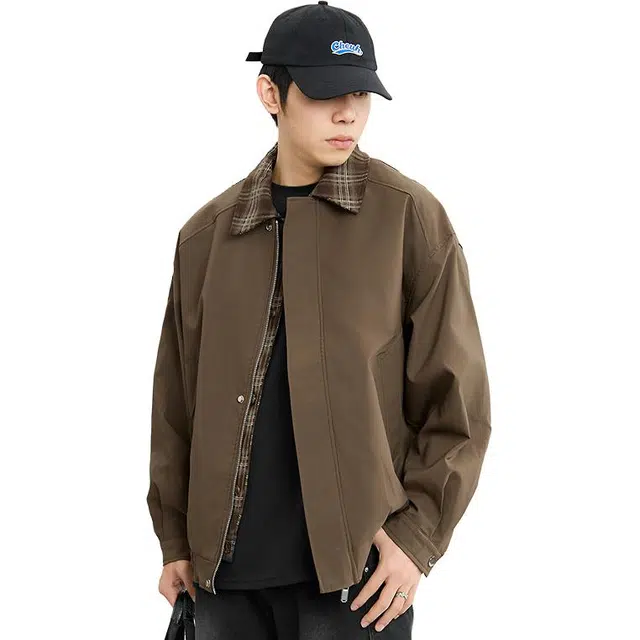 三福 假两件运动风长袖夹克 男款