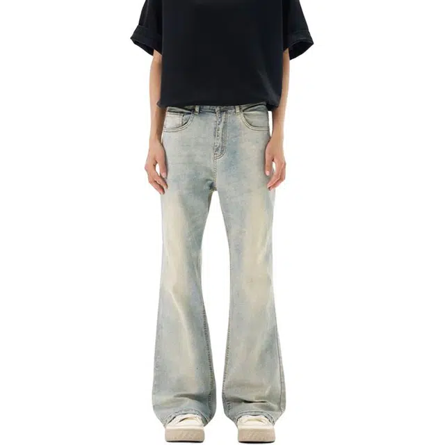 宝米卡 美式高街复古水洗潮牌休闲裤子牛仔裤 男女同款