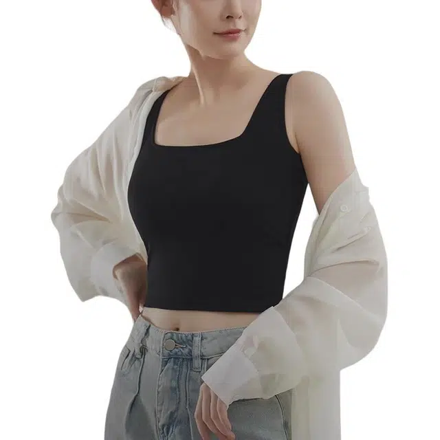 善己 休闲百搭修身后背交叉无印花抹胸吊带简约性感时尚潮流背心 女款