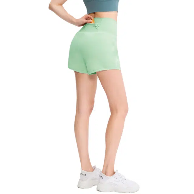 玉儿恋 宽松网球运动跑步透气假两件防走光冰感瑜伽健身裤运动短裤 女款