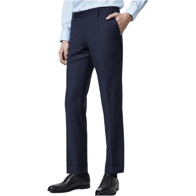 依文 商务休闲时尚纯色直筒西装裤 男款 浅兰色