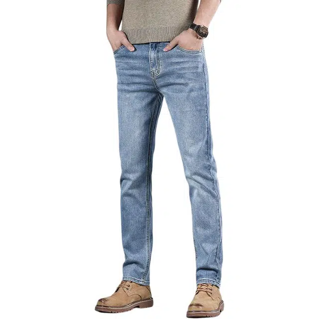 宝米卡 高端修身直筒长裤子百搭商务牛仔裤 男女同款