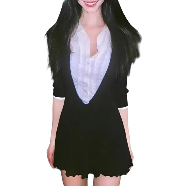 小卷要加油 学院风简约百搭时尚短袖连衣裙 女款