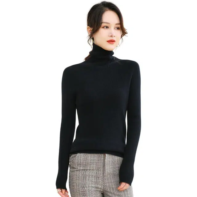 恒源祥 高领纯色套头简约舒适通勤针织衫 女款
