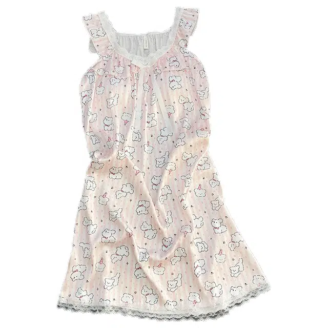 俏韵 纯欲简约带胸垫甜美舒适透气时尚休闲居家睡裙 女款