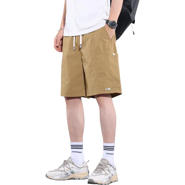 瑞梵帝斯 美式复古机能风五分裤舒适透气经典潮流时尚字母印花宽松直筒透气舒适日常户外运动通百搭五分裤休闲短裤 男款