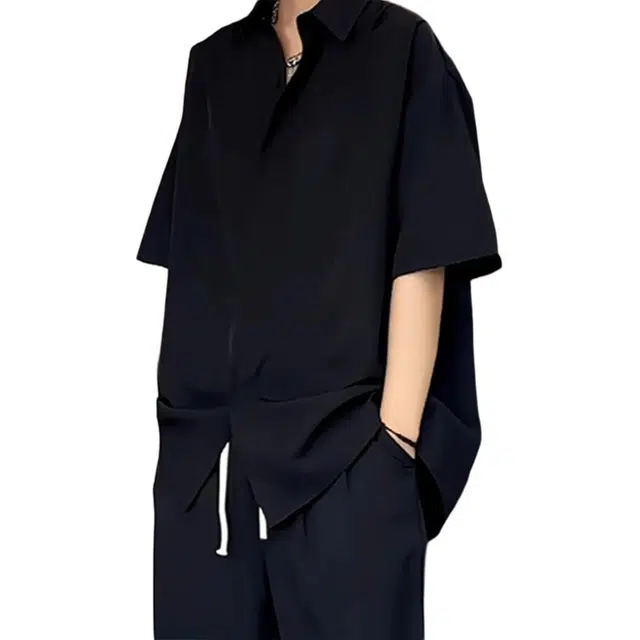 单爵 高级防晒纯色舒适百搭休闲短袖衬衫 男女同款