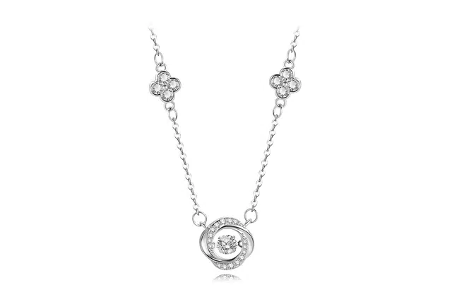 牧言 冷淡风气质简约小众设计高级感 光面璀璨镂空莫比乌斯跳动的心锁骨链 合金 灵动幸运草项链 女款