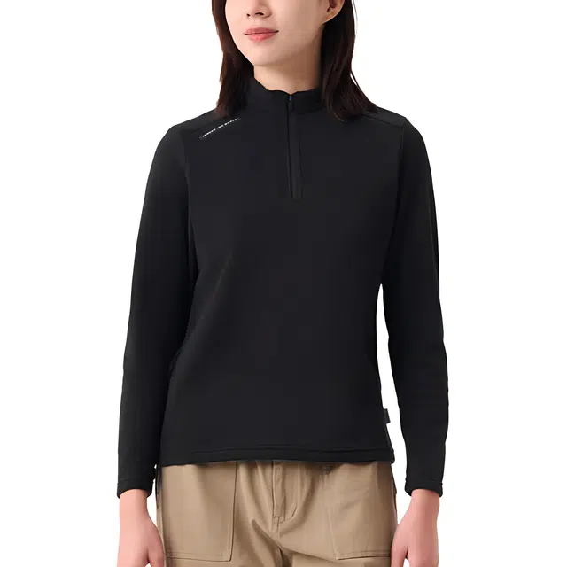 探路者 舒适保暖防风透气绒感外套 女款 黑色