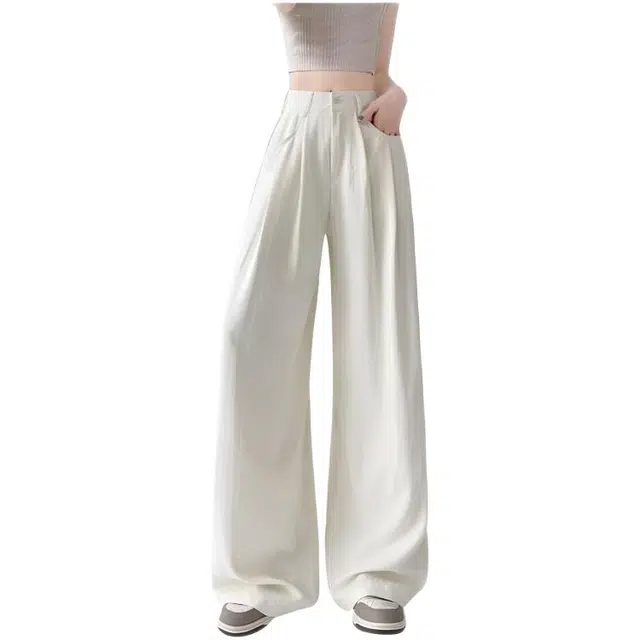 天才小熊 潮流时尚西装裤薄款垂感宽松阔腿裤直筒慵懒感山本裤子休闲裤 女款