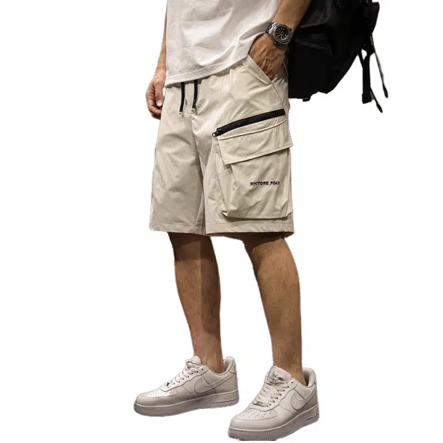 路杰邦 山系户外机能速干凉感舒适百搭时尚潮牌中裤大口袋休闲五分裤工装短裤 男款