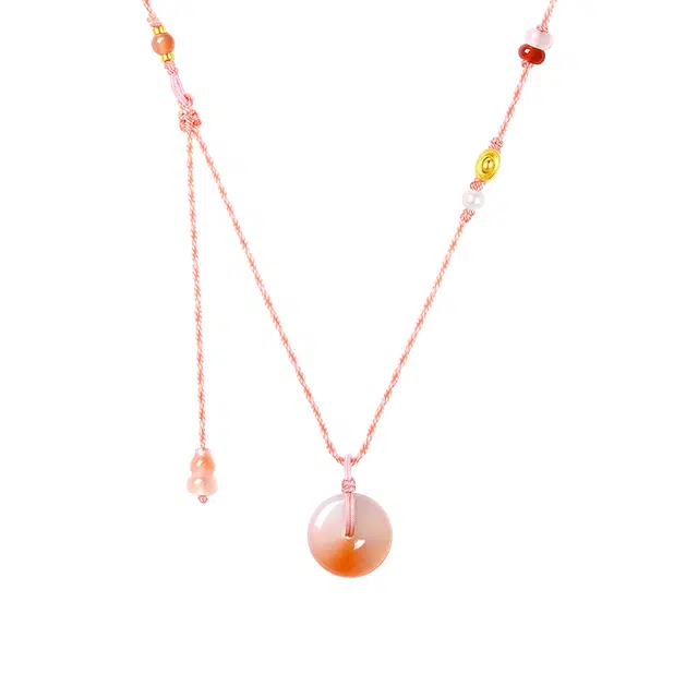 周大生 【扣住平安】吊坠 国风福气平安扣葫芦 新中式国潮大气温润 平安喜乐纳福 小众轻奢时尚通勤百搭#好运 玛瑙 项链 女款