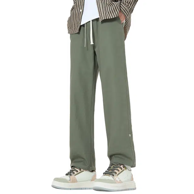 帕丁顿熊 复古格纹宽松抽绳百搭纯棉直筒休闲裤 男女同款