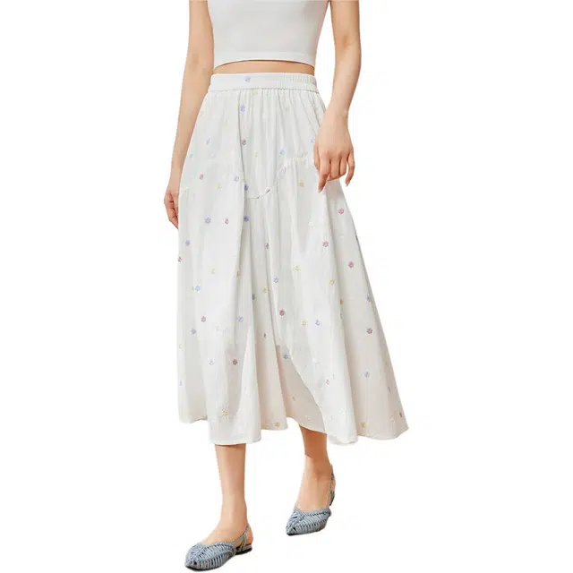 爱依服 时尚波点圆点宽松韩系风自然腰休闲长裙 女款