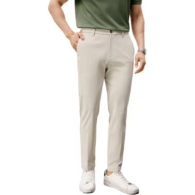 丹宁哲学 高端商务三醋酸针织面料冰凉顺滑纯色中腰长裤休闲裤 男款