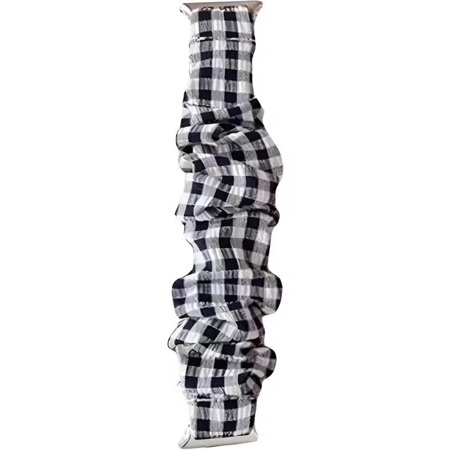 卫欣 表带 苹果适用 绢丝材质 格子弹力表带男女通用