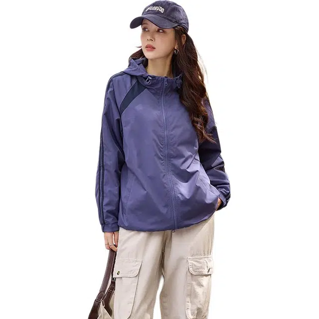 【dme】 宽松拉链插肩袖长袖夹克外套 女款 紫色