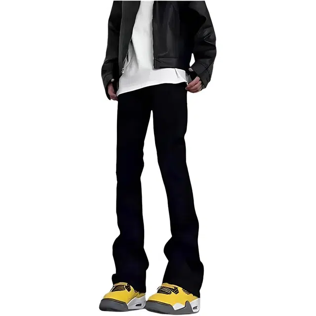 微牛 美式高街复古水洗做旧百搭显高显瘦透气弹力微喇长裤牛仔裤 男女同款