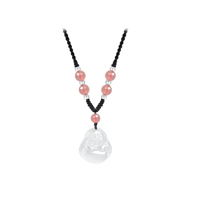 中国珠宝 新中式本命佛弥勒佛国风财源滚滚手工编织锁骨链  古风 平安顺遂诸事皆顺#好运 玉髓 项链 男女同款情侣款