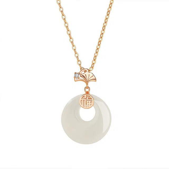 【恒久如新】 帝苏行 小杏运平安扣甜妹在逃公主 小众设计 精致闪耀轻奢高级 通勤百搭 玉髓 项链 女款