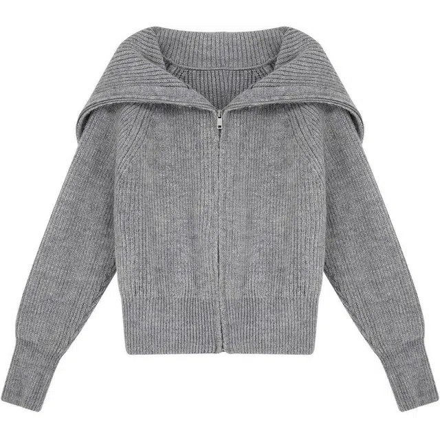 欧阳喜 纯色宽松休闲长袖毛衣 女款