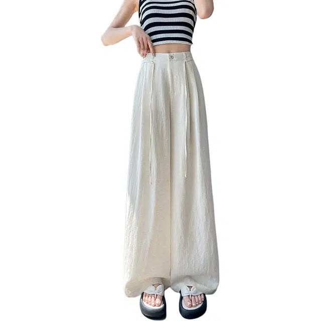 黛尔佳人 纯色时尚薄款阔腿休闲裤 女款