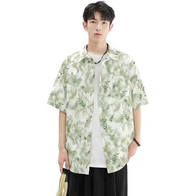 北极绒 融合多风格的夏威夷风舒适短袖衬衫 男女同款