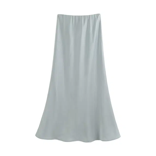 花栗鼠小姐 娇贵美人裙 柔光缎面高级感鱼尾半身裙松紧腰设计时尚温柔百搭女夏气质感高腰休闲长裙 女款