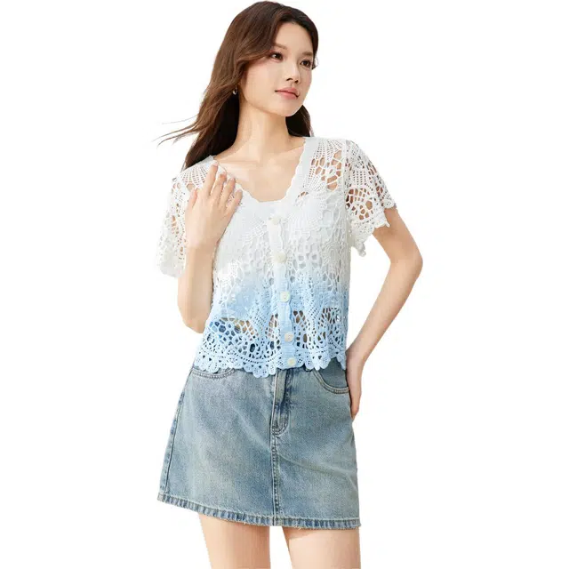 爱依服 镂空渐变温柔气质裙装套装 女款