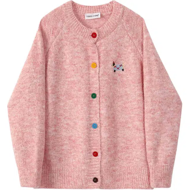 桴生 韩系小众刺绣软糯长袖开衫 咖啡厅度假慵懒风针织衫 女款