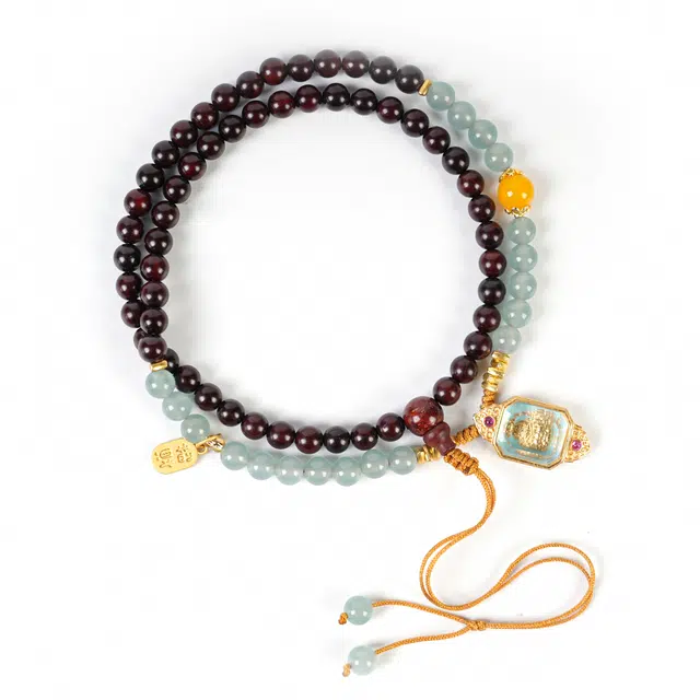 嫒柯 国潮新中式轻奢高级文玩 八方来财 招财纳福 节节高升 好运连连 诸事顺遂 紫檀属 项链 男女同款情侣款