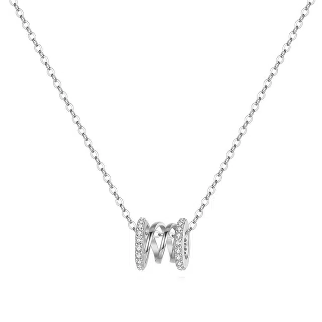 尚仟伊 施家系列 轻奢高级感镶嵌宝石小蛮腰转运珠 精致百搭时尚气质通勤款锁骨链 甜蜜饰爱 锆石 项链 男女同款情侣款