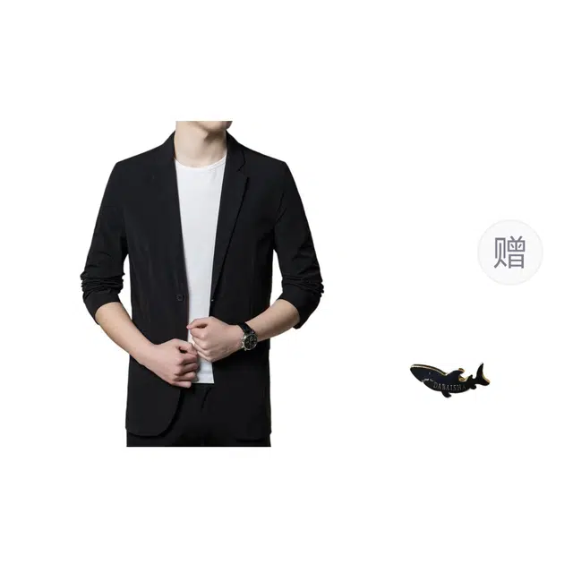 大白鲨 春秋季薄款休闲西服上装韩版时尚修身西装外套 男款
