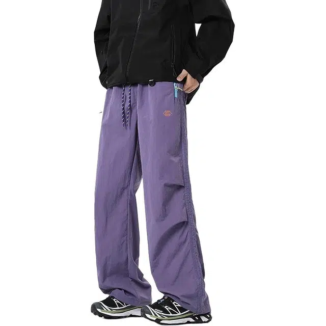 黑马漫画 速干伞兵工装裤弯刀薄款美式褶皱直筒裤休闲裤 男女同款