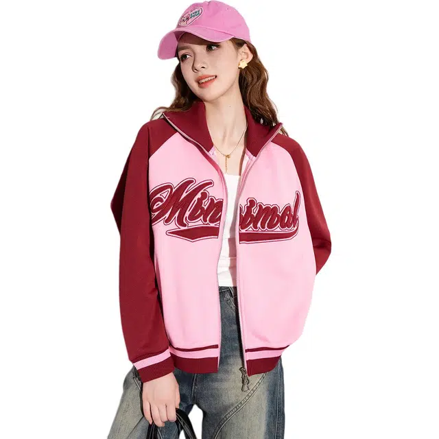 法文箱子 时尚简约舒适翻领长袖棒球服 女款