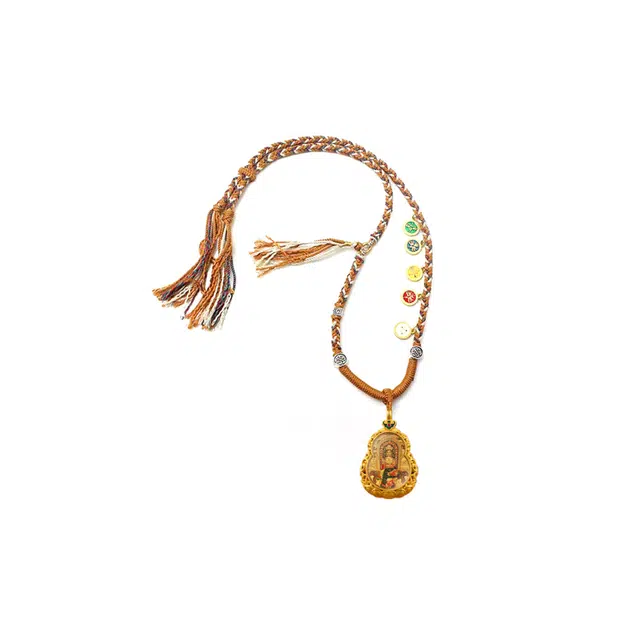 【加持】 玉临门 财源滚滚 吉祥福禄 文殊菩萨 唐卡佛牌挂件藏式风格挂坠#好运 合金 项链 男女同款情侣款