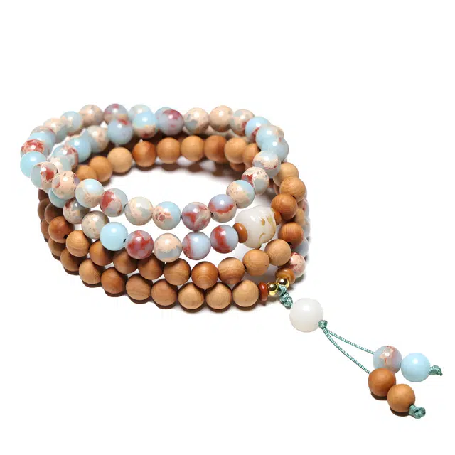 灵晔 福气满满招财进宝新中式文玩创意福牌转运珠佛珠国风复古轻奢盘玩念珠#好运 檀木 手串 男女同款情侣款