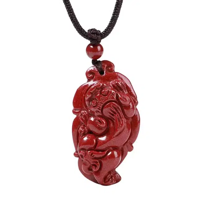 静汝玉 招财纳福#好运玉坠挂件玉佩诸事顺利貔貅 朱砂 项链 男女同款情侣款
