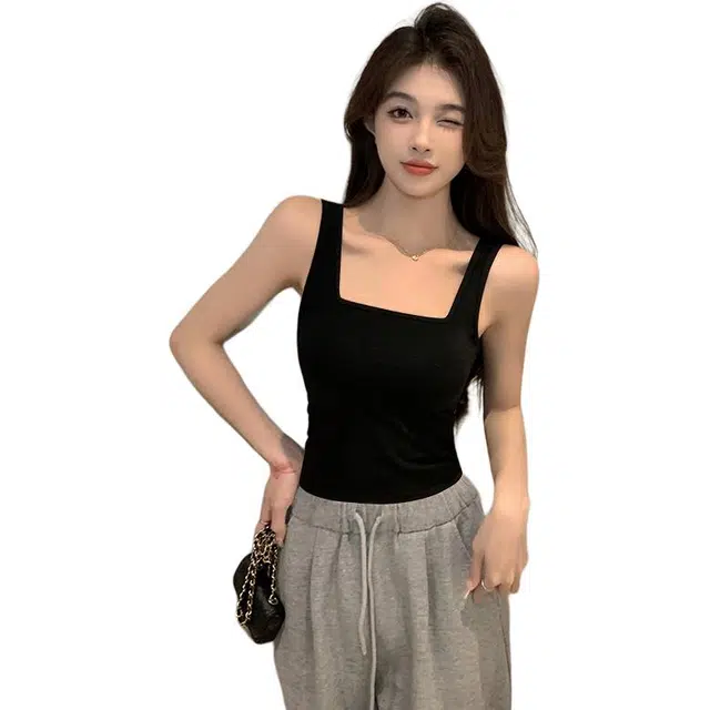 善己 纯色方领吊带内搭短款美背外穿背心 女款