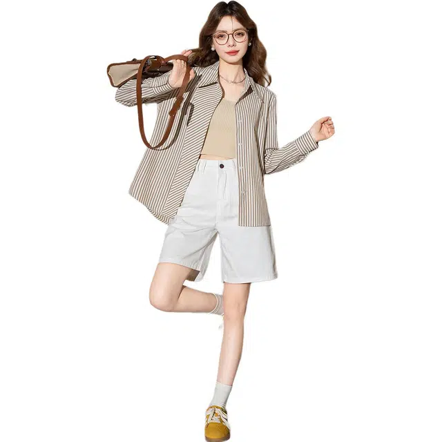 法文箱子 高级感女式条纹长袖衬衫 女款