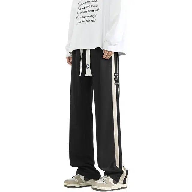 么宁 简约百搭时尚个性宽松直筒休闲裤 男款