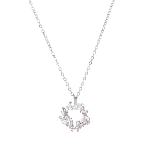 珂里 甜美多巴胺在逃公主花环森系气质简约小众设计高级感蝴蝶结锁骨链 合成立方氧化锆 项链 女款