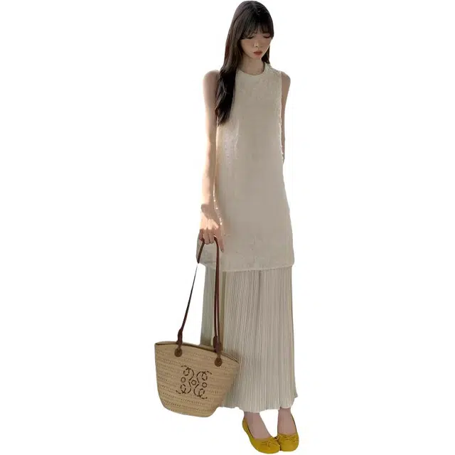 黛尔佳人 舒适百搭简约潮流无袖连衣裙 女款