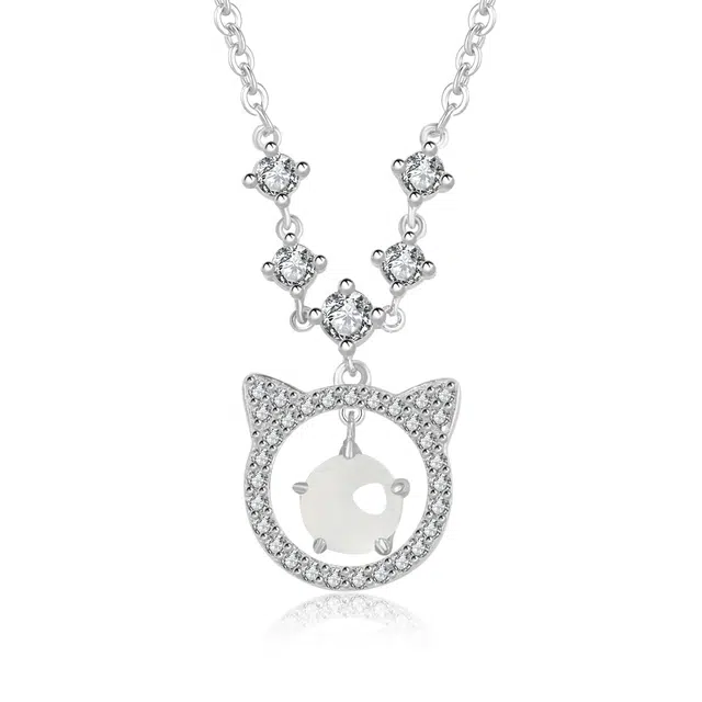 【玲珑剔透】 帝苏行 喵星银梦 新中式国潮 吉祥如意平安顺遂 好运 简约小众设计 玉髓 项链 女款