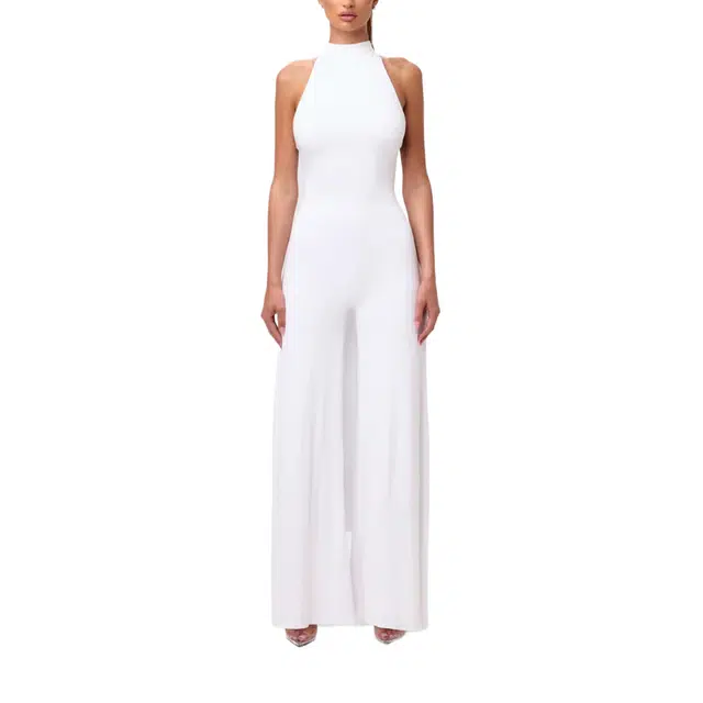 NAKED WARDROBE Smooth Halter Wide-leg Jumpsuit
