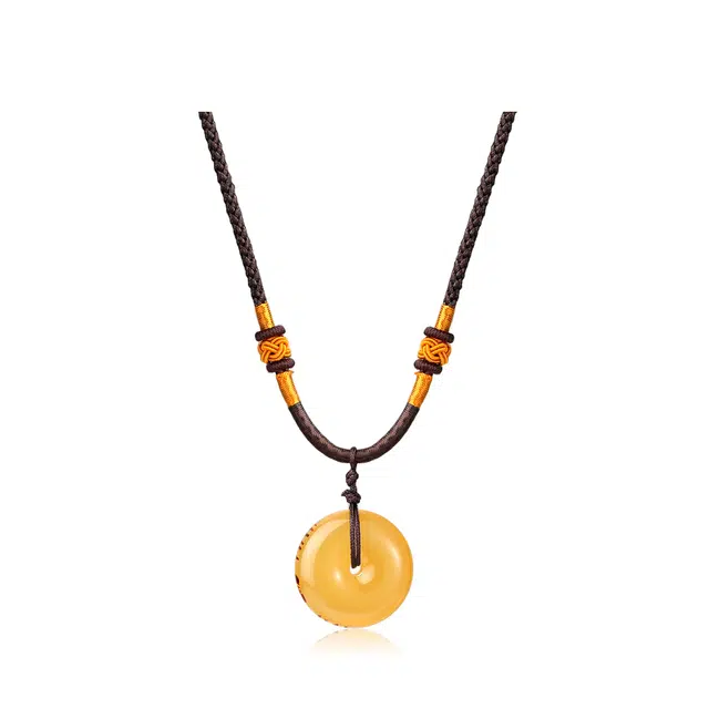 【普陀山官方已祝福】 普陀山文创 中式如意平安扣吊坠诸事顺意转运手工编织锁骨链 生日纪念日送礼礼盒装 树脂 项链 男女同款情侣款