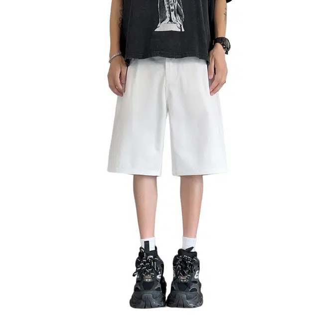 佐菲利 美式高街拉链薄款设计感痞帅五分裤宽松直筒工装裤休闲短裤 男款