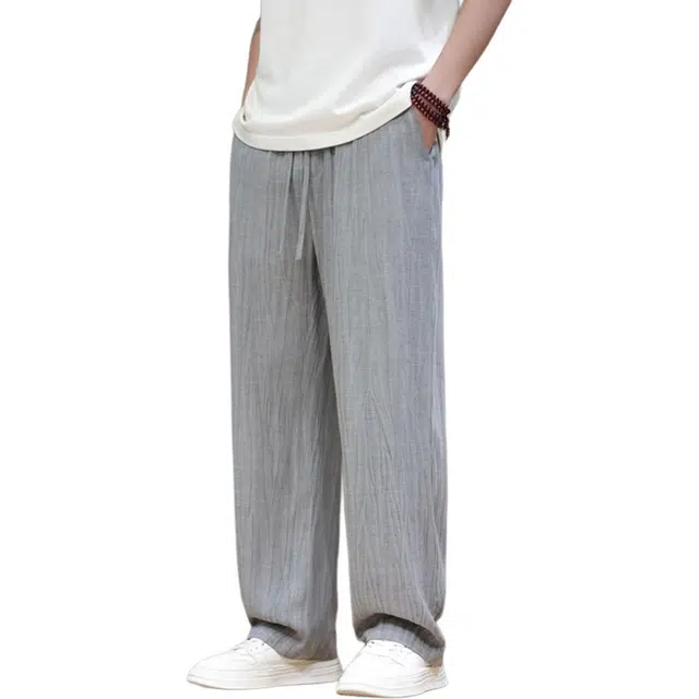 煦加 薄款宽松直筒条纹潮牌休闲裤 男款